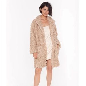 Nasty Gal Faux Fur Longline Coat Size 10